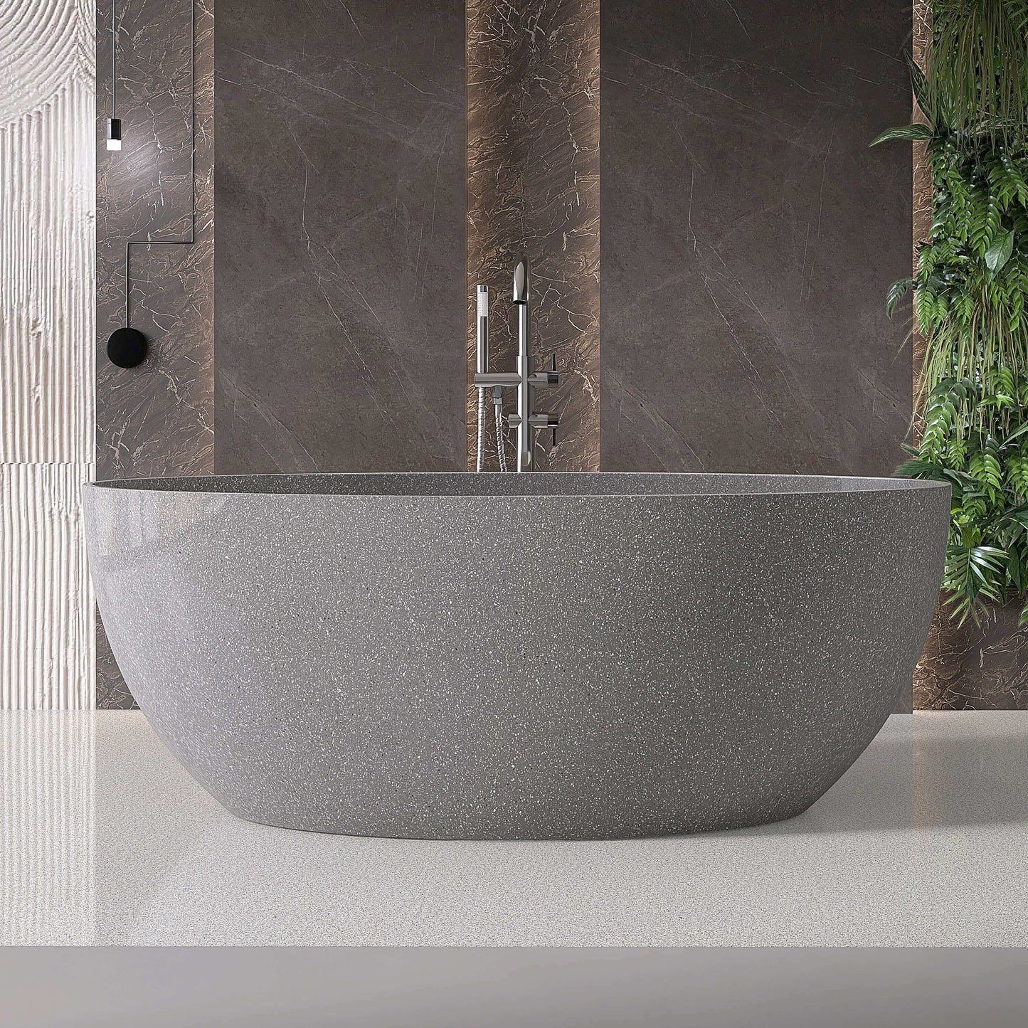 Medunjess 63'' Mélange Freestanding Terrazzo Bathtub
