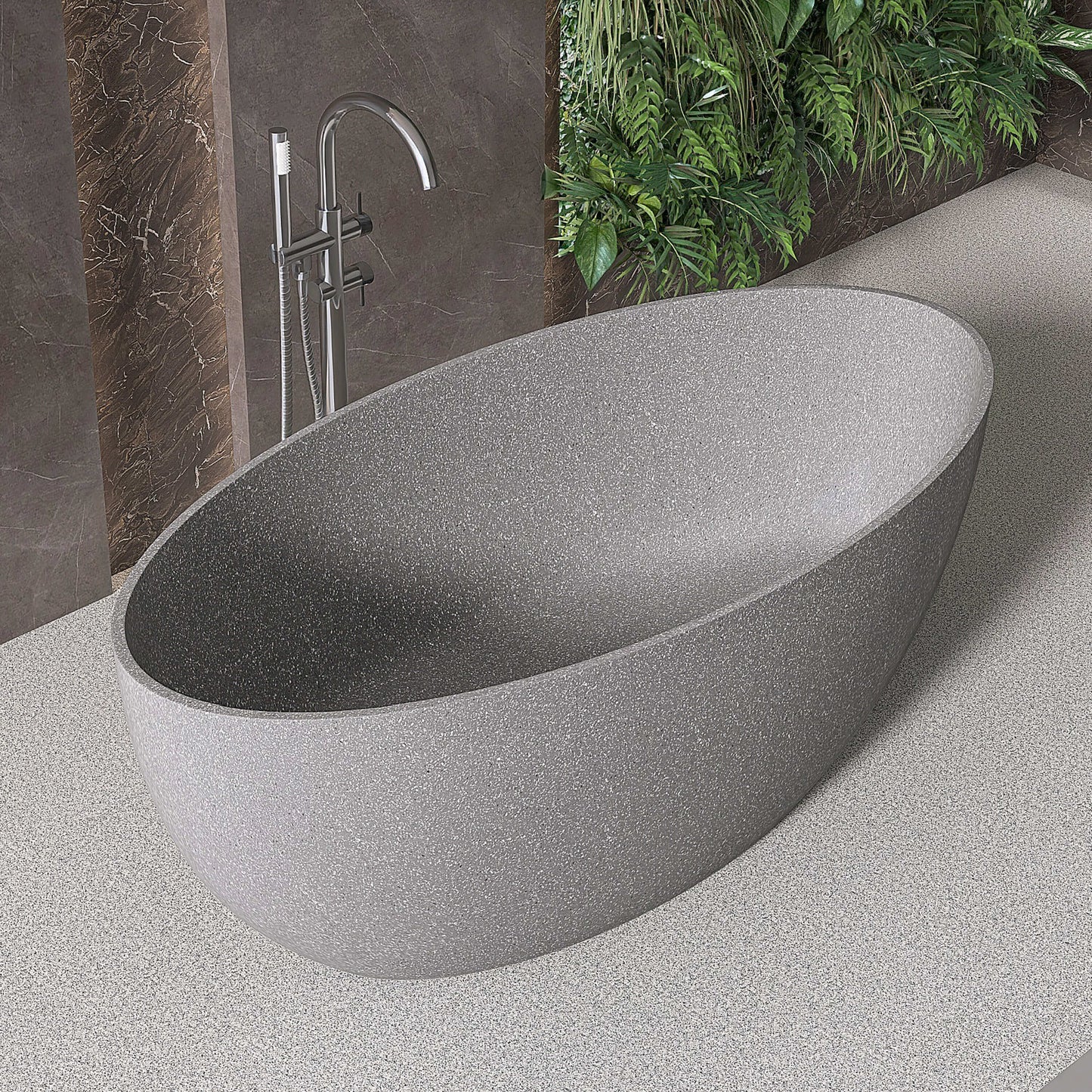Medunjess 63'' Mélange Freestanding Terrazzo Bathtub