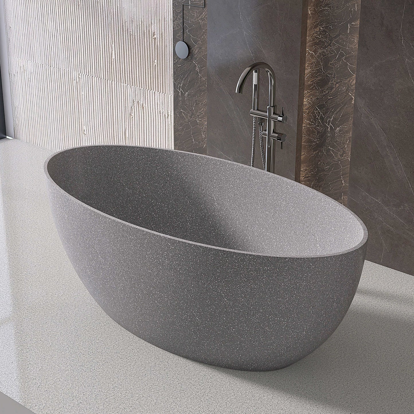 Medunjess 63'' Mélange Freestanding Terrazzo Bathtub