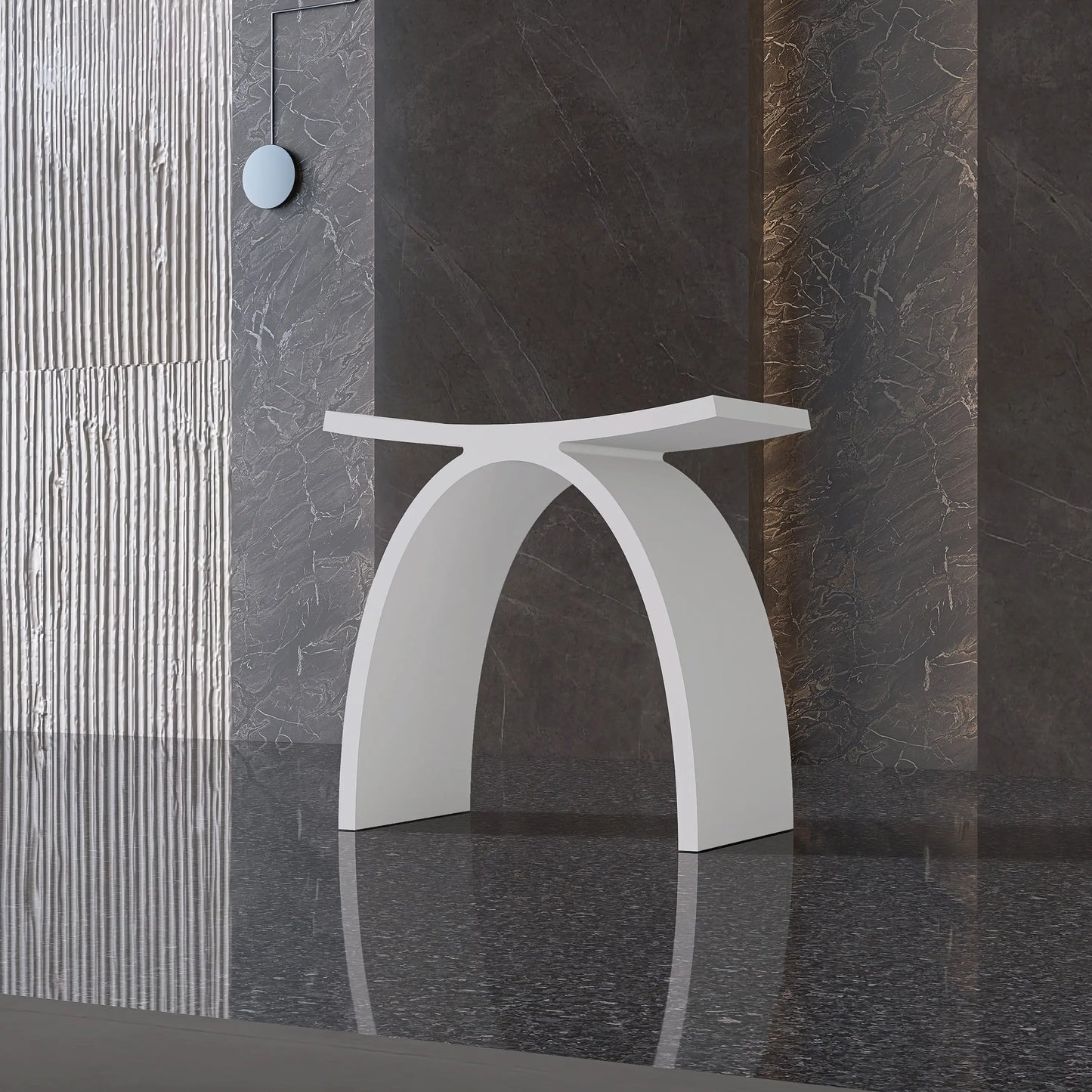 Medunjess Freestanding Shower Seat Solid Surface Shower Stool