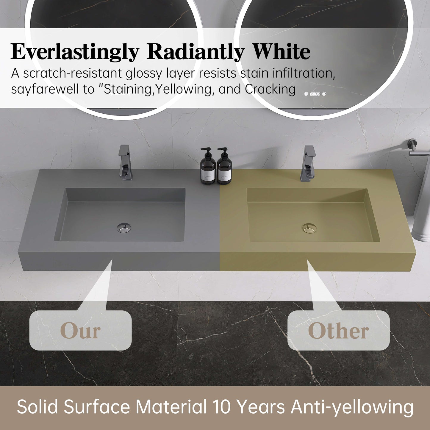 Medunjess 59'' Nimbus Wall Mounted Bathroom Sink Solid Surface Sink