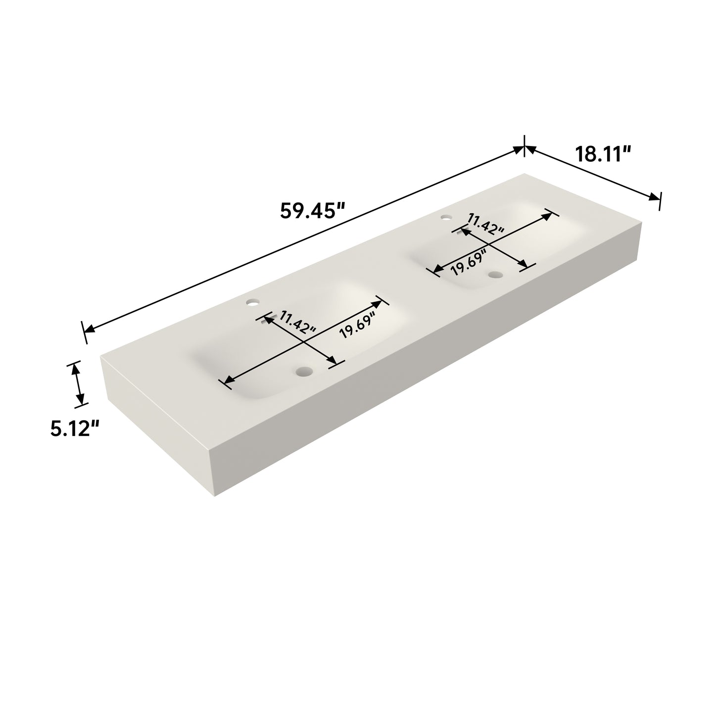 Medunjess 59'' Caelum Wall Mounted Bathroom Sink Solid Surface Sink