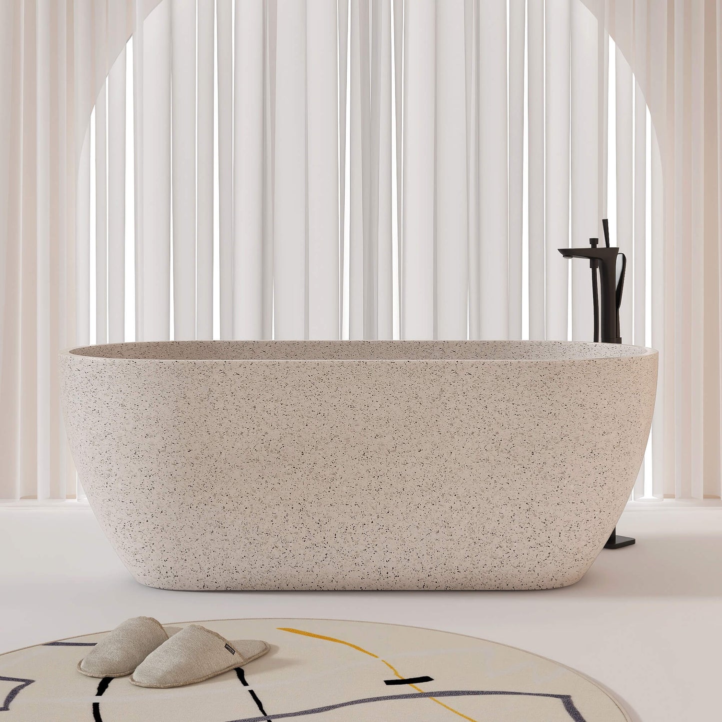 Medunjess 63'' Flecksione Freestanding Terrazzo Bathtub
