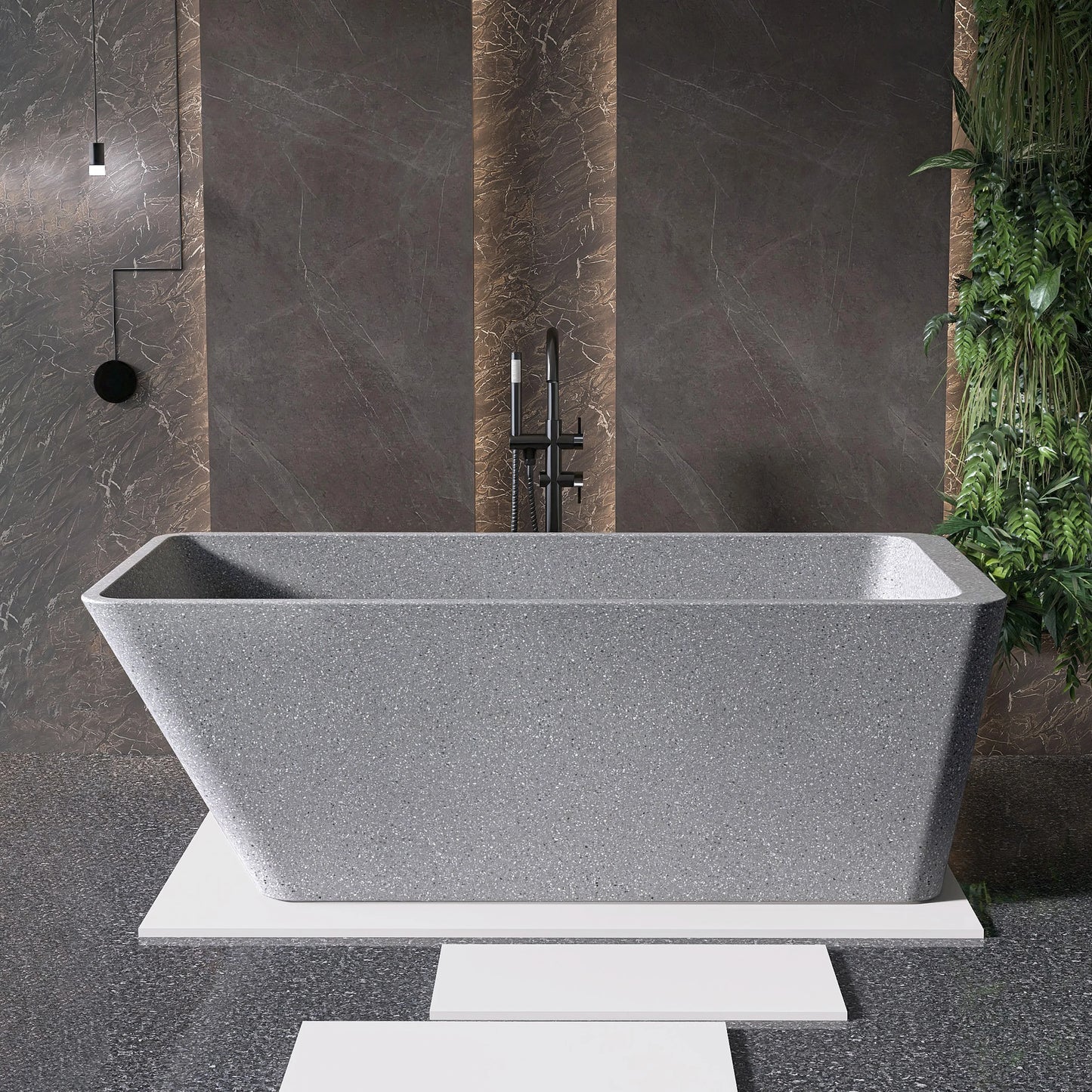 Medunjess 66" Marmoreal Freestanding Terrazzo Bathtub