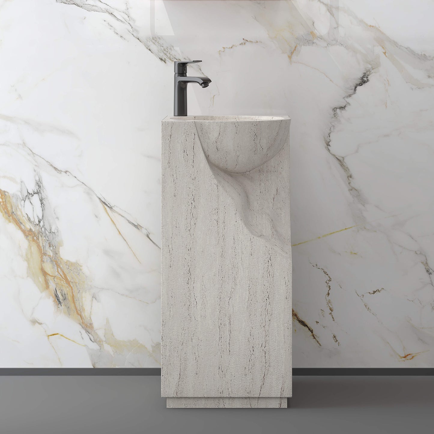 Medunjess 15.9''x34.1'' Obelisk Pedestal Basin