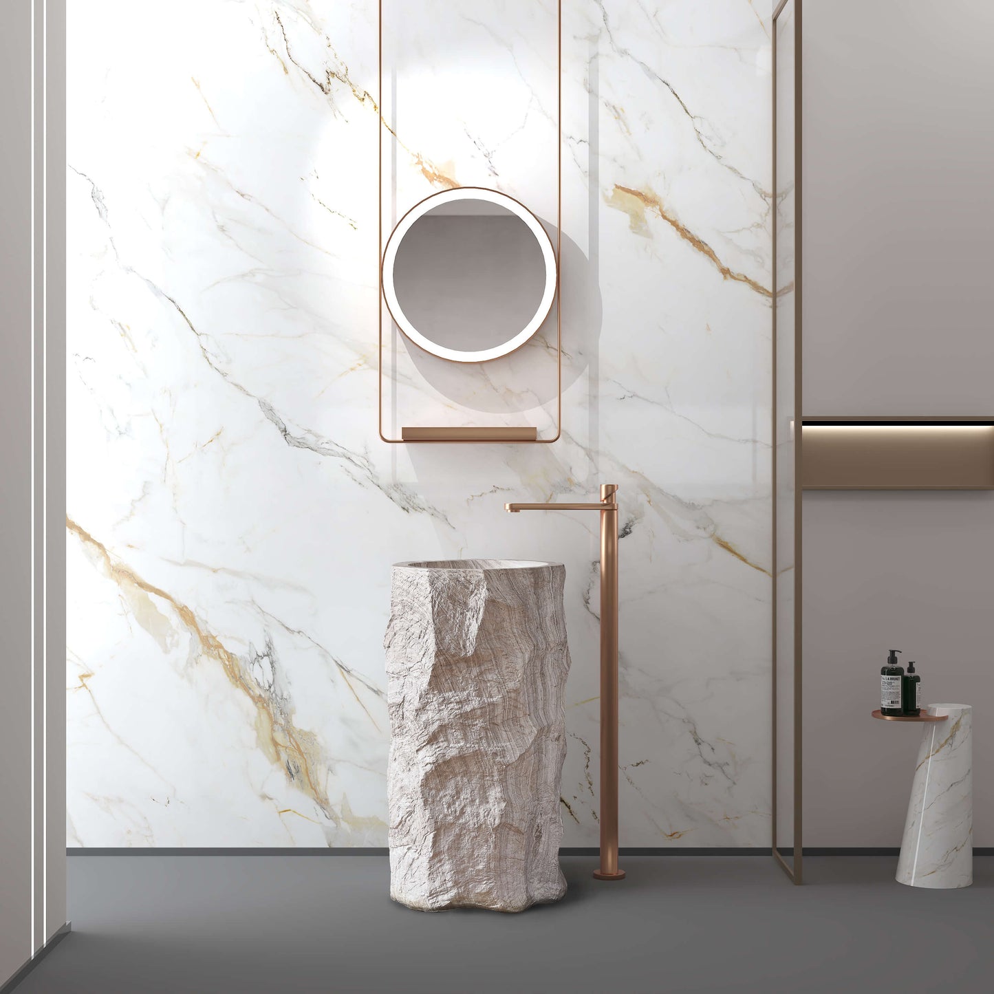 Medunjess 18.5''x34.2'' Sarcen Pedestal Basin