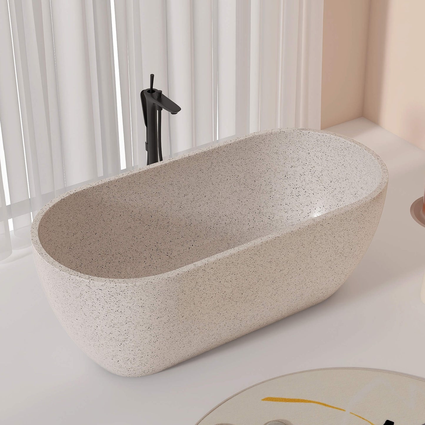 Medunjess 63'' Flecksione Freestanding Terrazzo Bathtub