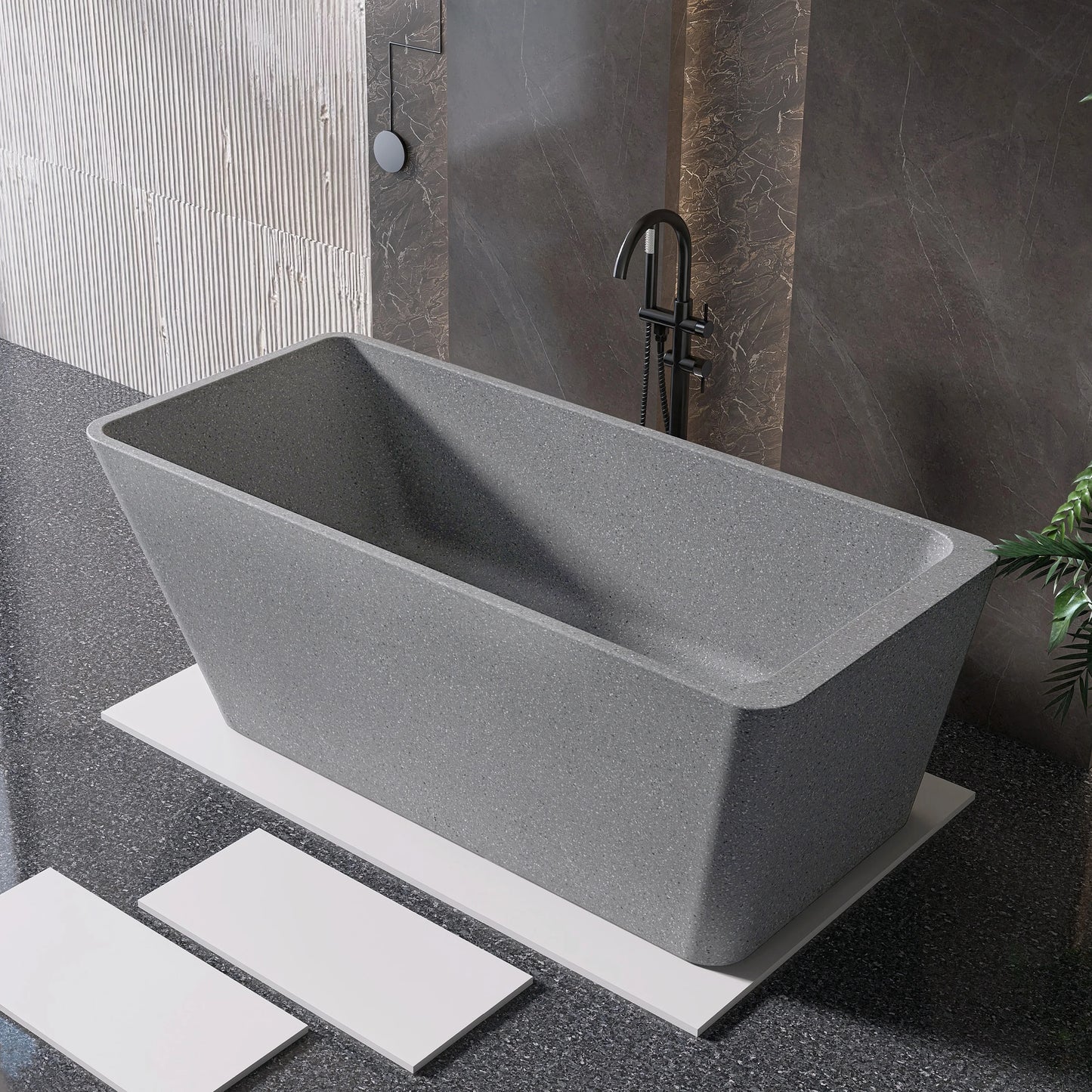 Medunjess 66" Marmoreal Freestanding Terrazzo Bathtub