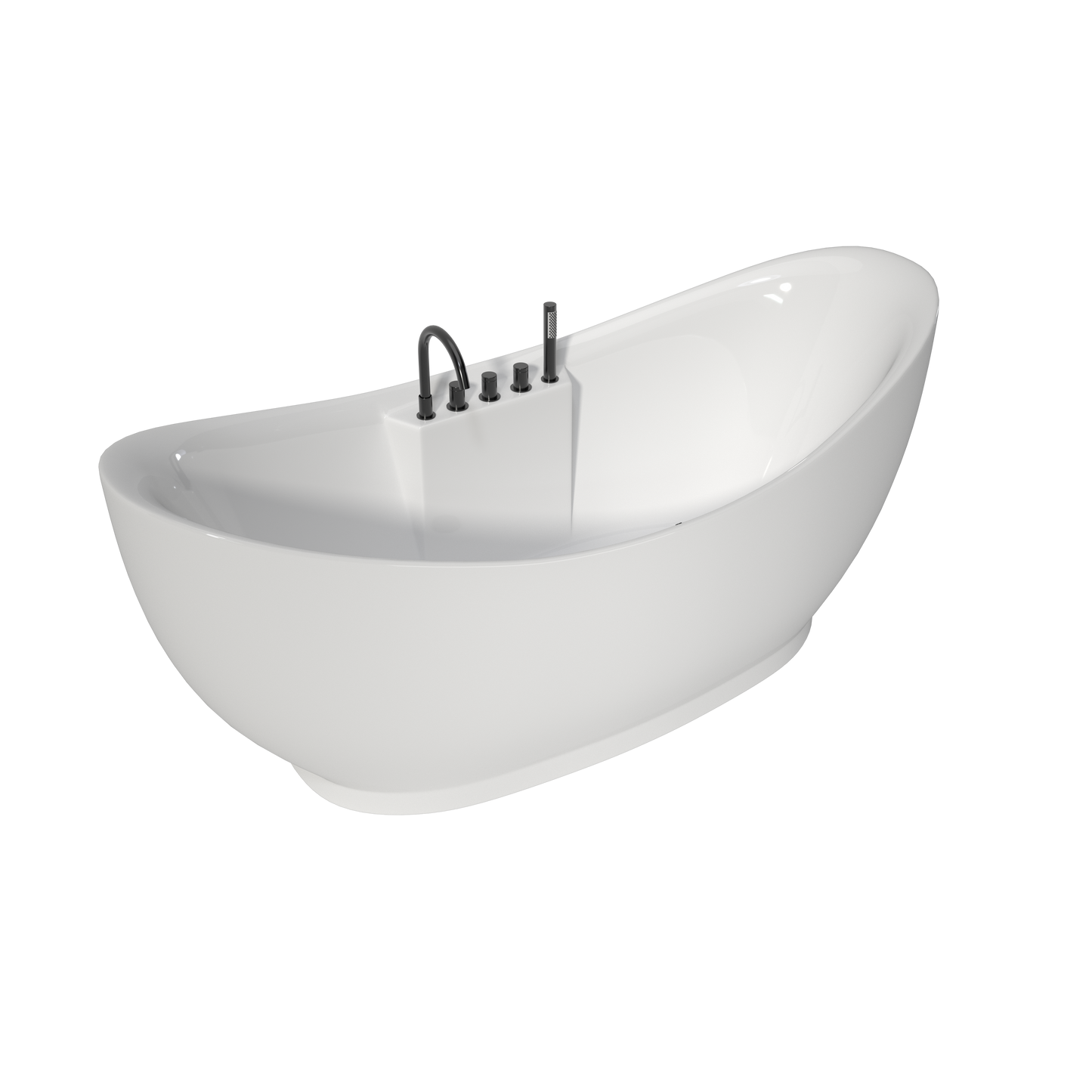 Medunjess 71" Modern Freestanding Acrylic Soaking Air Massage Bathtub with Matte Black 5-Piece Faucet Set, One-Touch Control Panel, Blue LED Chromatherapy Light & Air Bubble Bath