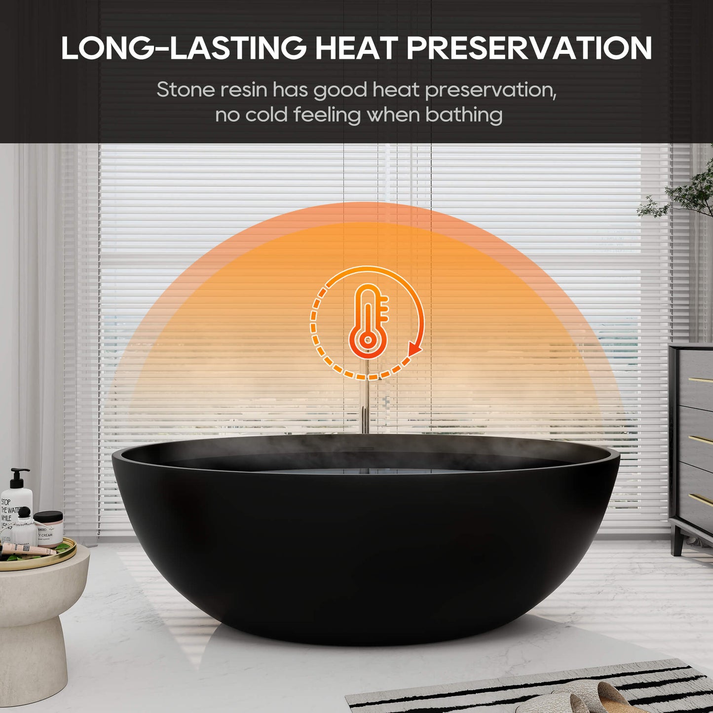 Medunjess 67'' Freestanding Tub Solid Surface Wide Freestanding Soaking Bathtub