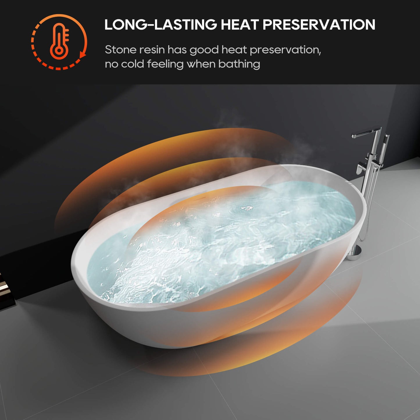 Medunjess 59''Freestanding immersion solid surface bathtubs