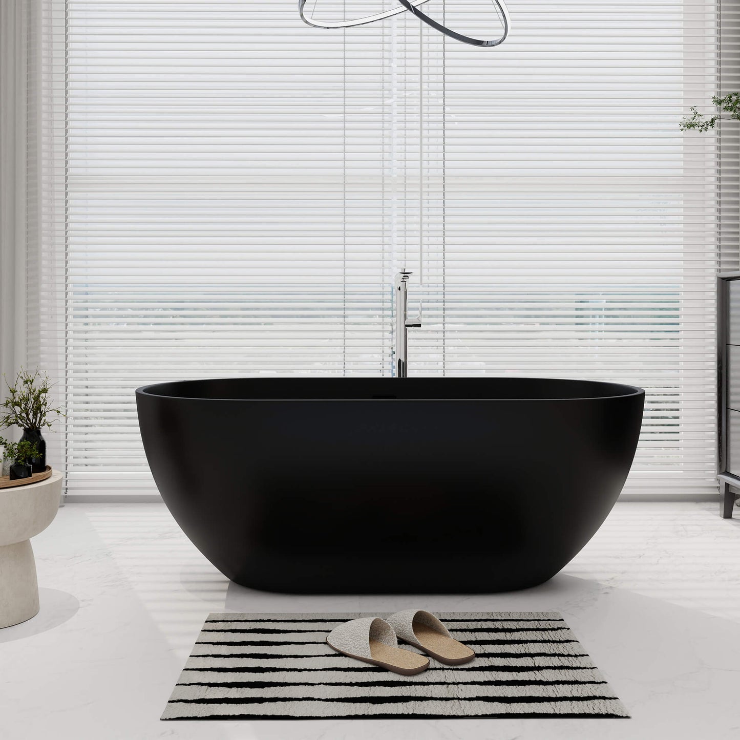 Medunjess 59''Freestanding immersion solid surface bathtubs