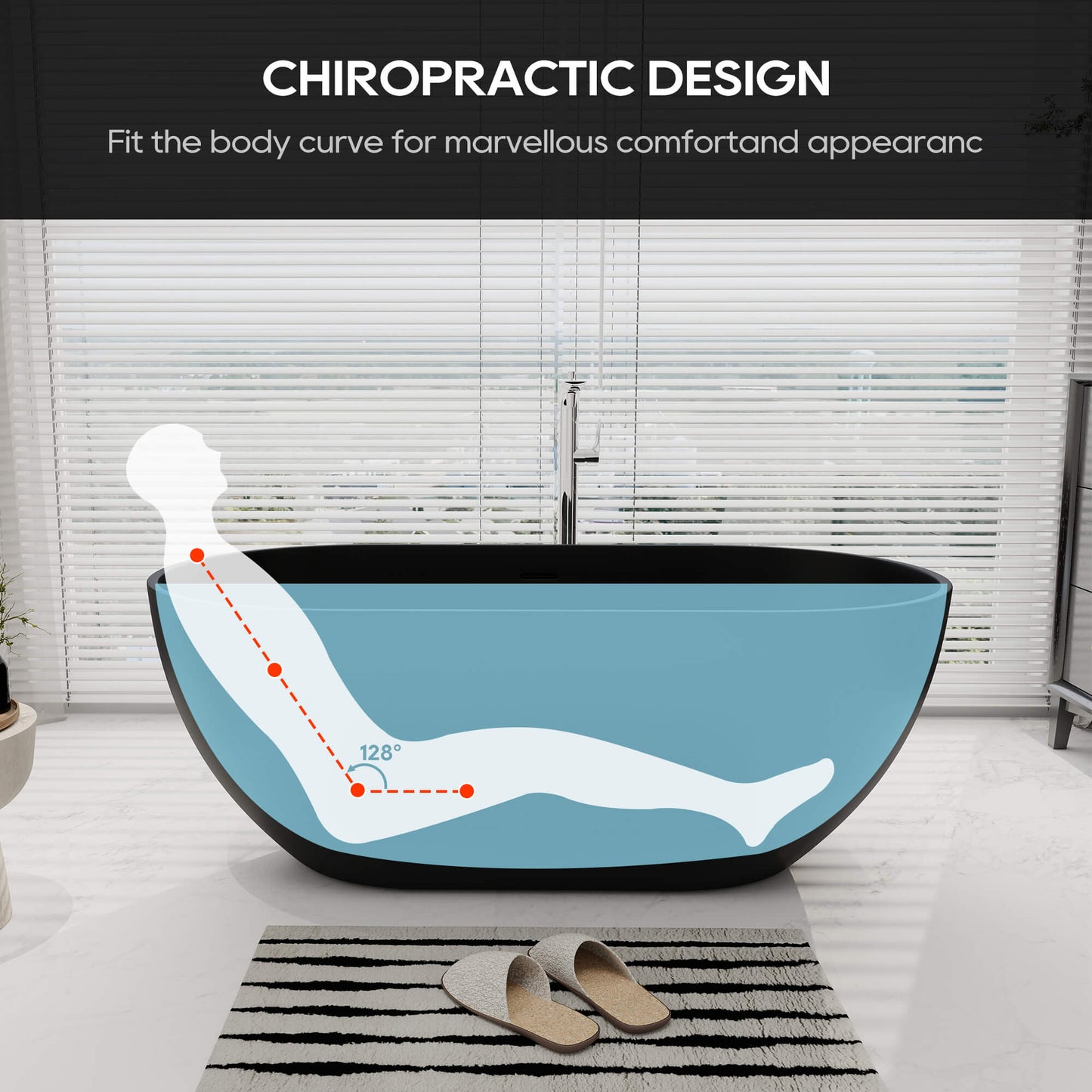 Medunjess 59''Freestanding immersion solid surface bathtubs