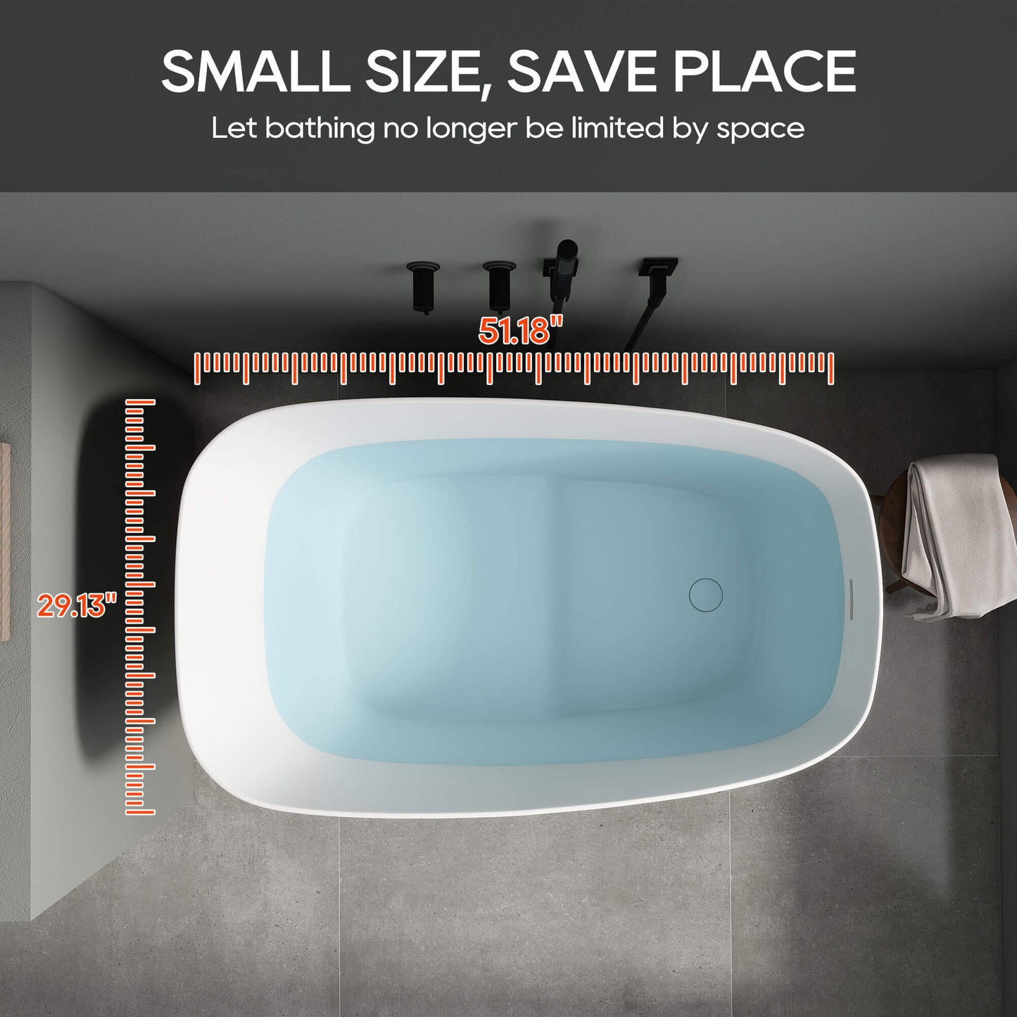 Medunjess 51" Japanese Soaking Tub Freestanding ECO-Friendly