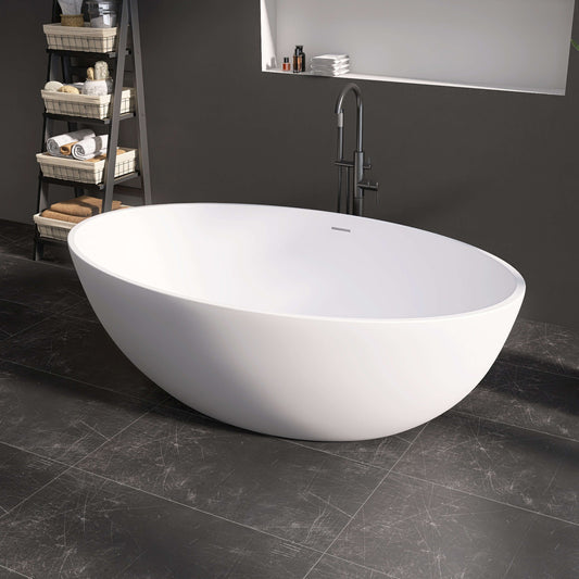 Medunjess 67'' Stone Resin Solid Surface Matte Flatbottom Freestanding Bathtub