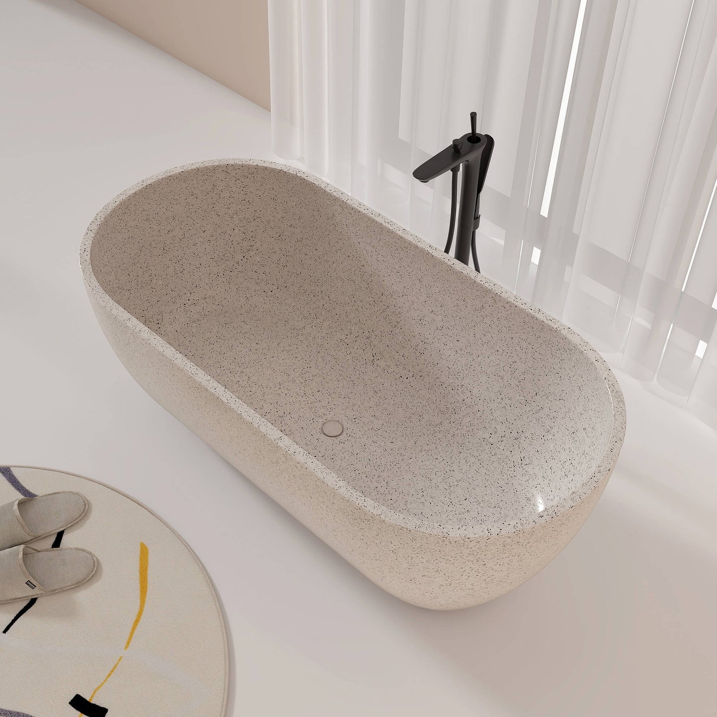 Medunjess 63'' Flecksione Freestanding Terrazzo Bathtub