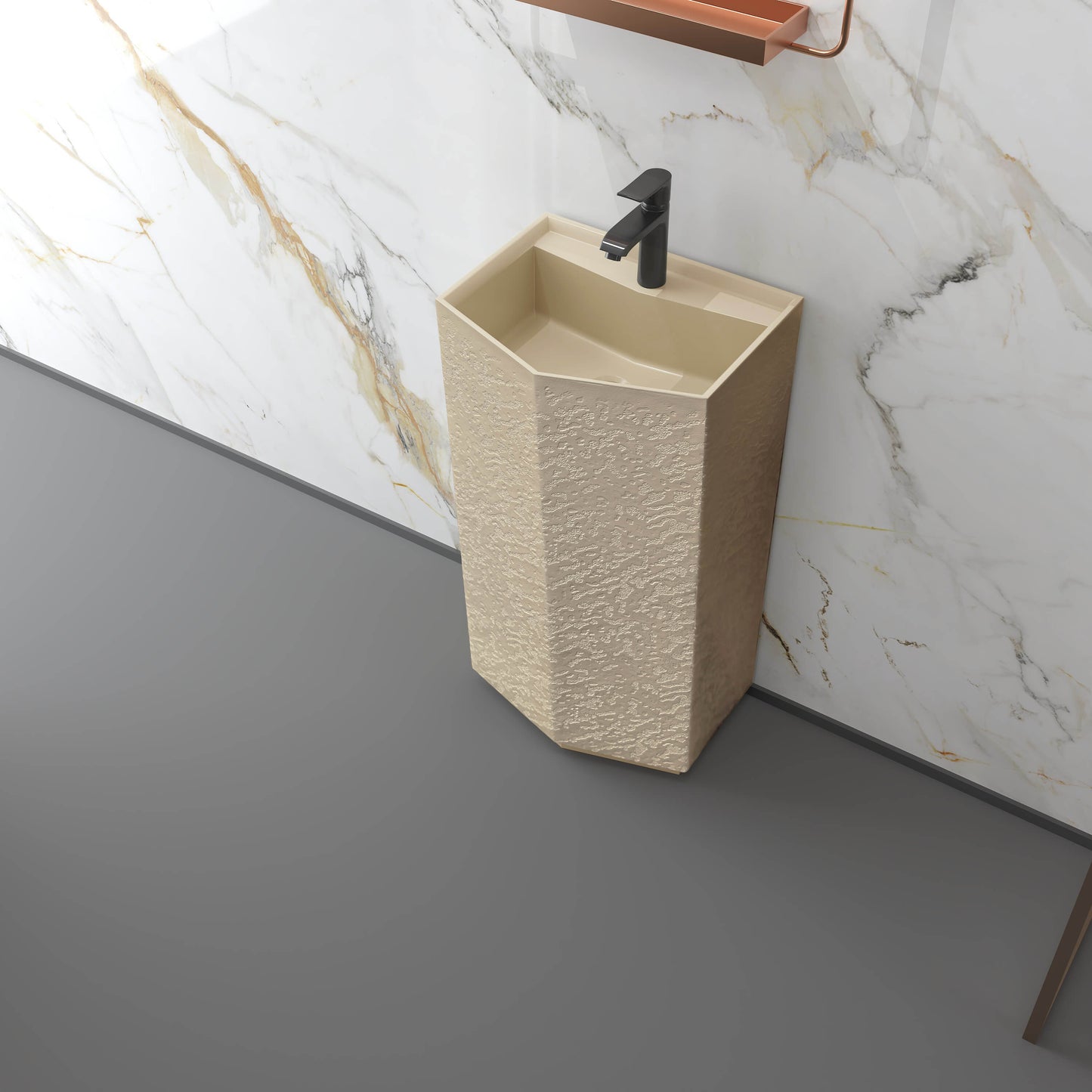 Medunjess 17.9''x34.2'' Crystalith Pedestal Basin