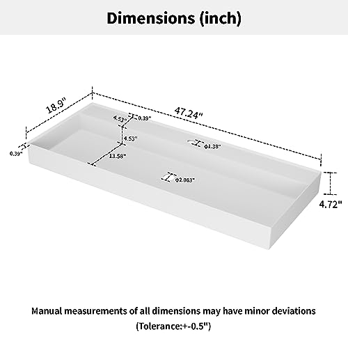 Medunjess Luxe 47" Matte Resin Stone Bathroom Sink with Faucet Hole