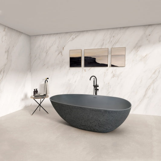 Medunjess 67" Stone Resin Freestanding Tub Concrete Grey