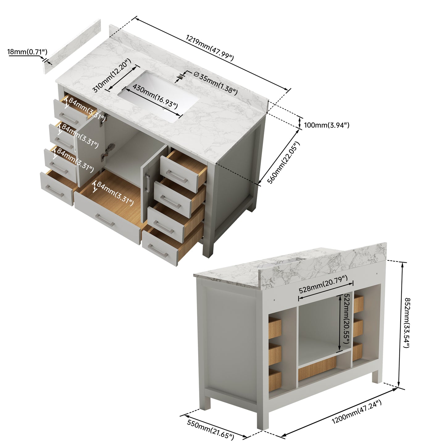 Medunjess 48'' Modulor Bathroom Vanities With Single Sink