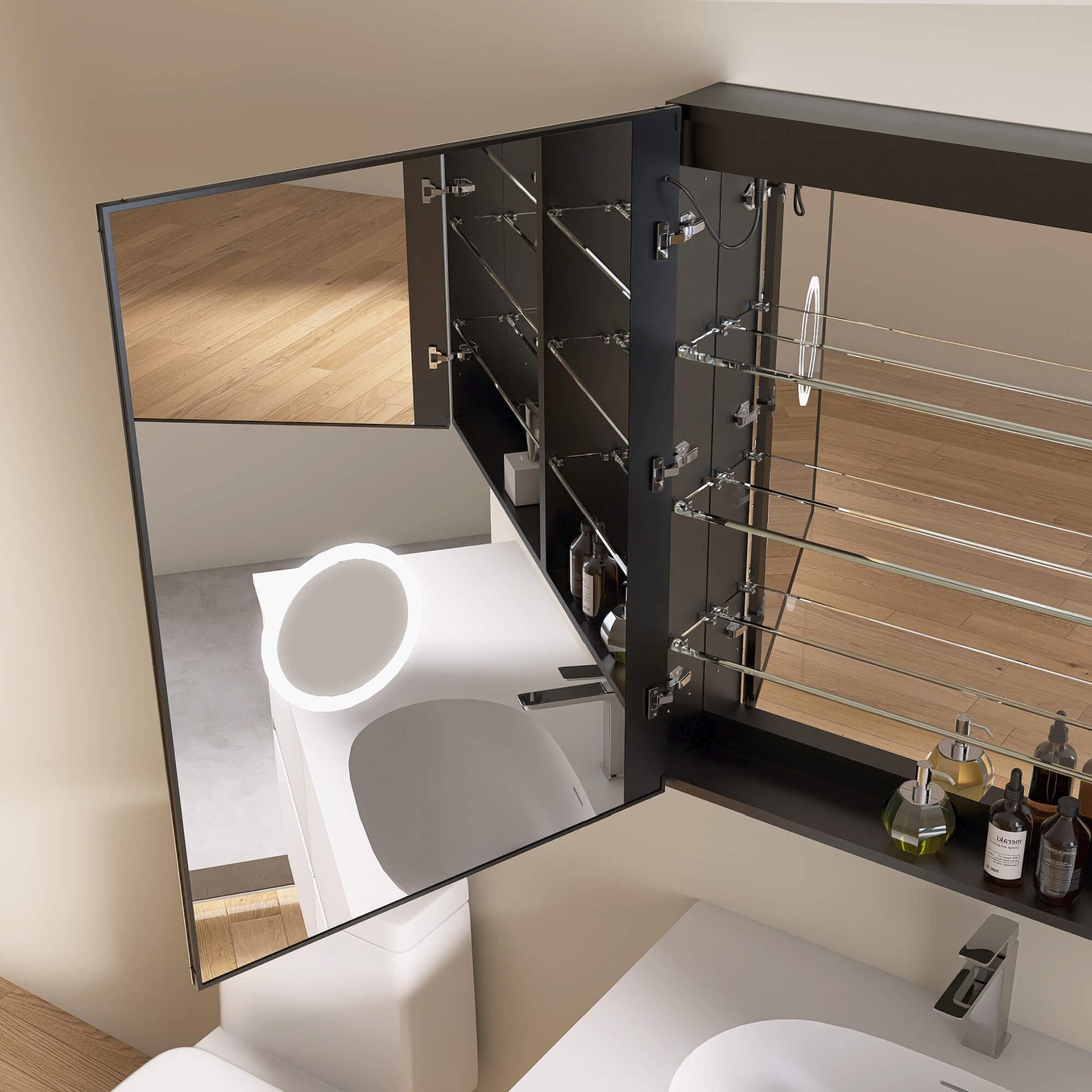 Medunjess 48''x32'' Crystora Mirror Cabinet with LED (Double Doors)