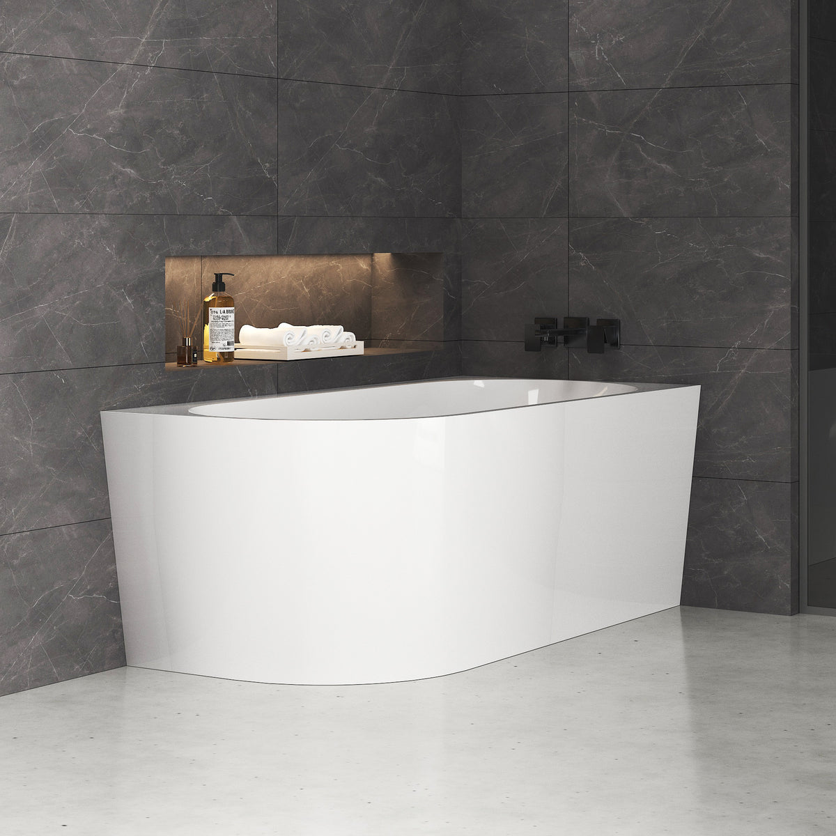 Medunjess 59'' Corner Back-to-Wall Acrylic Freestanding Soaking Bathtub
