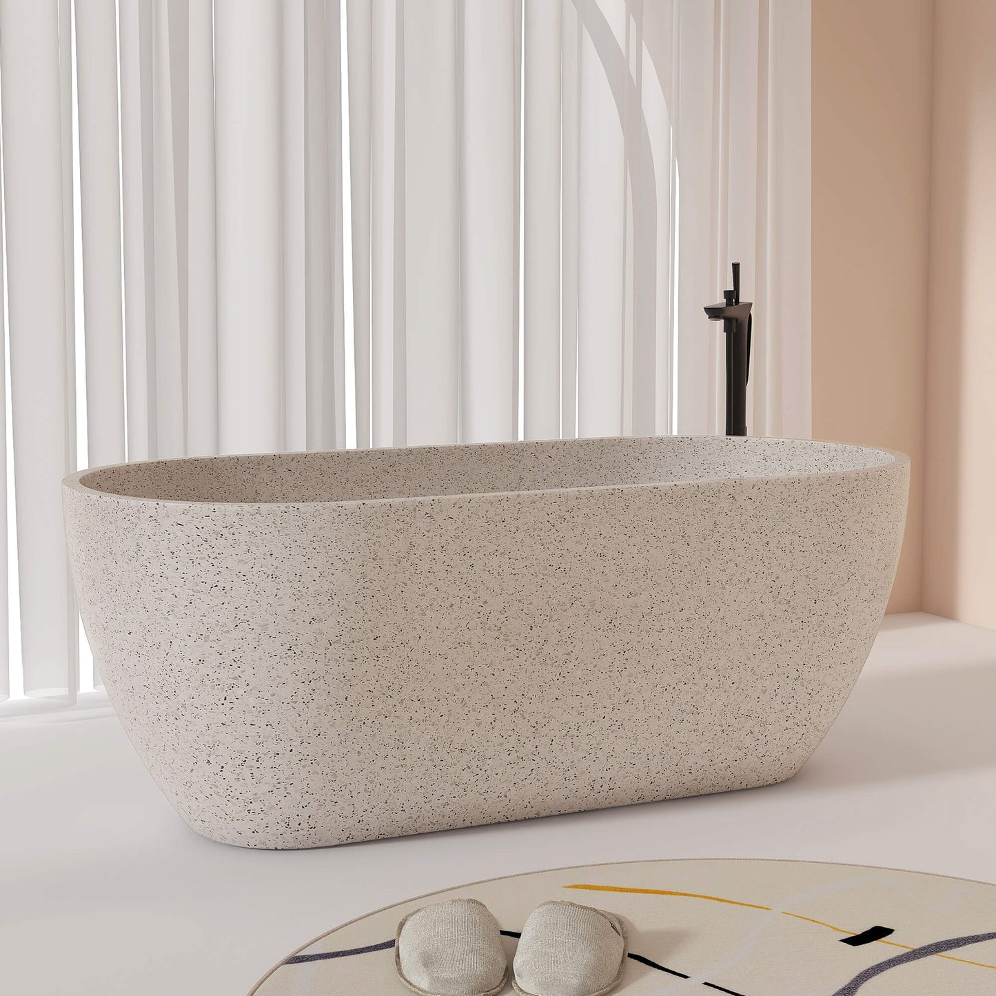 Medunjess 63'' Flecksione Freestanding Terrazzo Bathtub