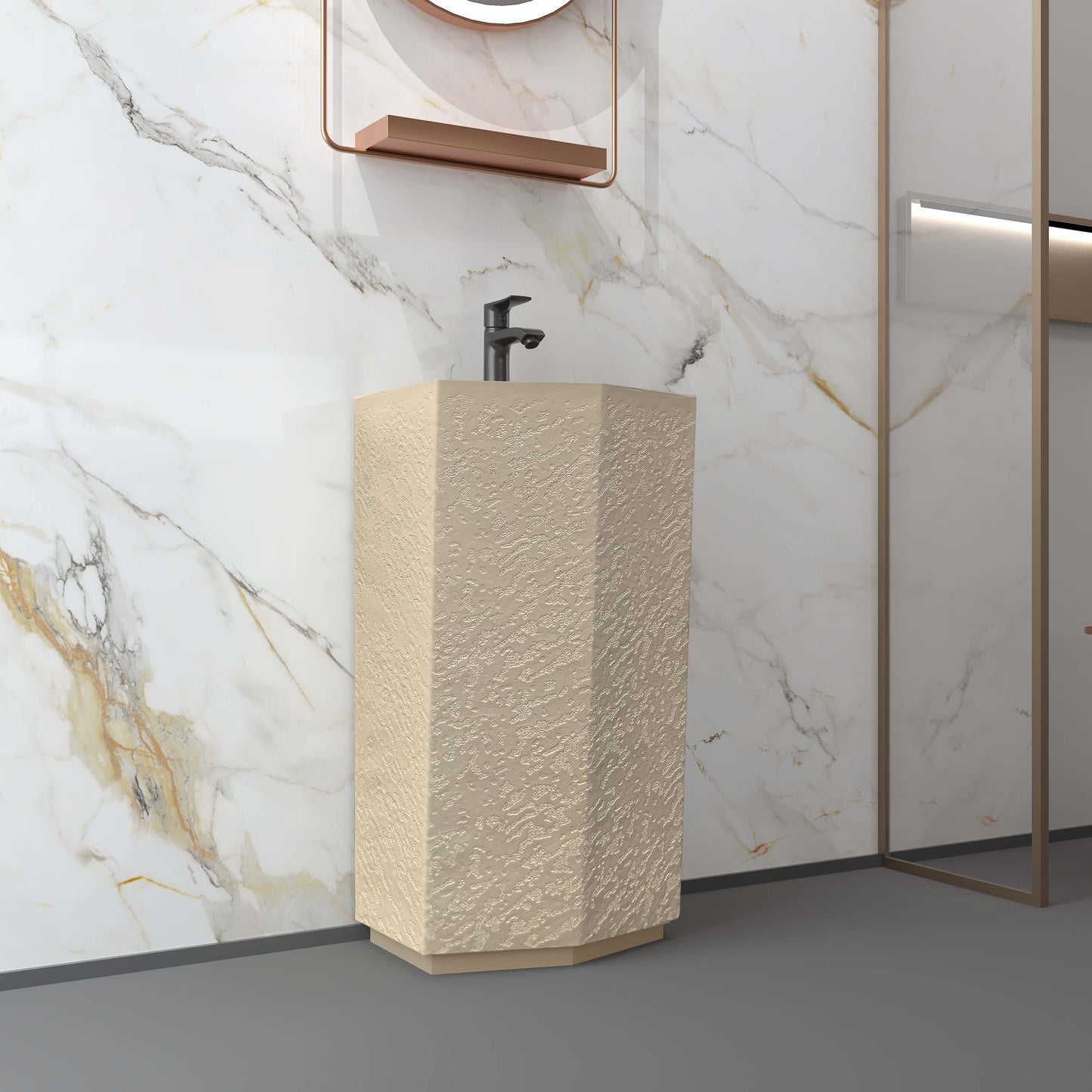 Medunjess 17.9''x34.2'' Crystalith Pedestal Basin