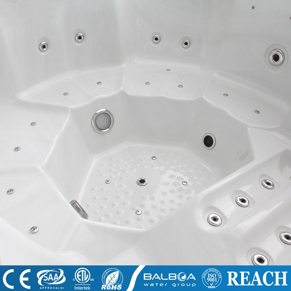 Medunjess Acrylic Massage Bathtub with 45 Hydrotherapy Jets, Ozone Sterilization, and Heating System