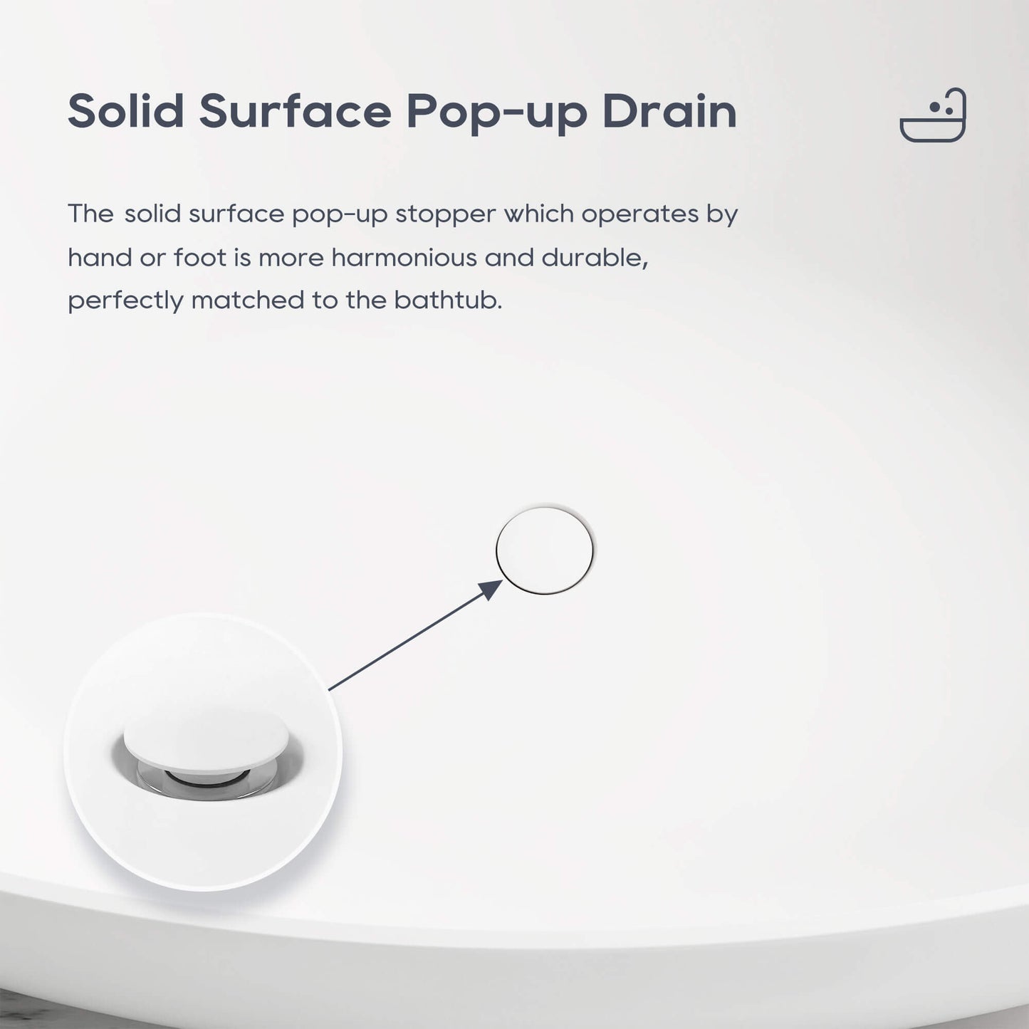 Medunjess 59''Freestanding immersion solid surface bathtubs