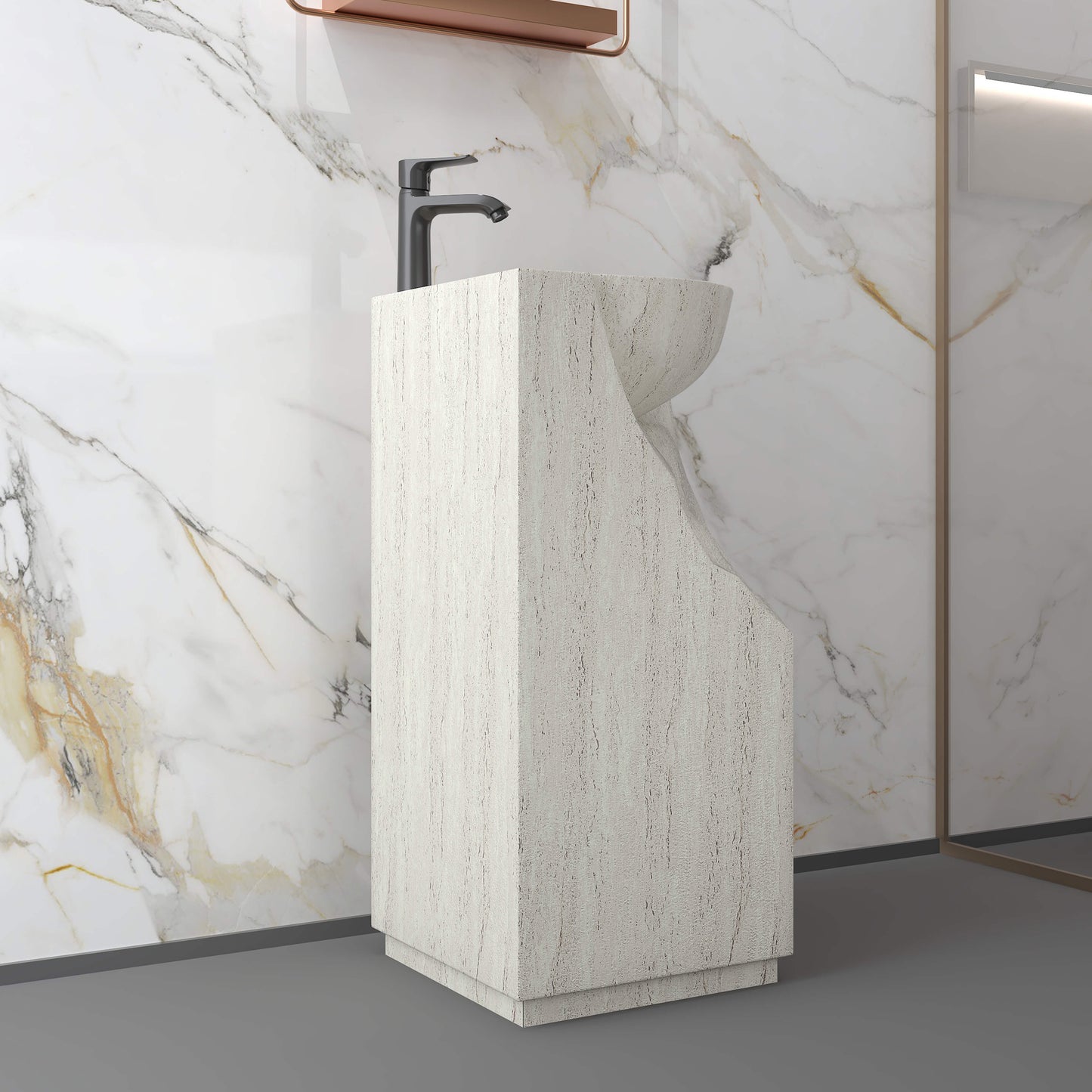 Medunjess 15.9''x34.1'' Obelisk Pedestal Basin
