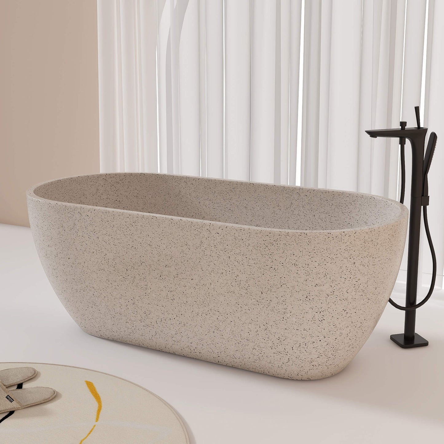 Medunjess 63'' Flecksione Freestanding Terrazzo Bathtub