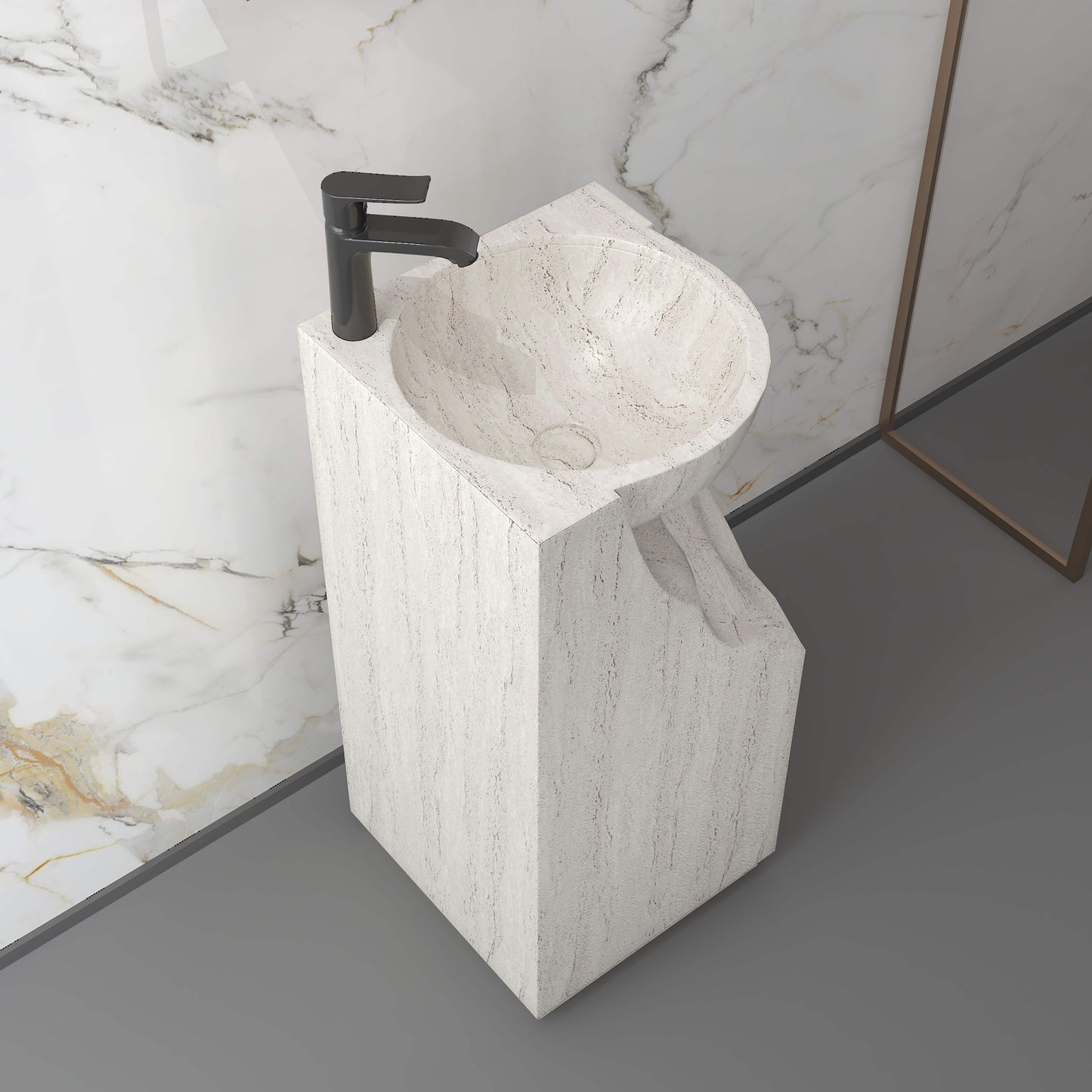 Medunjess 15.9''x34.1'' Obelisk Pedestal Basin