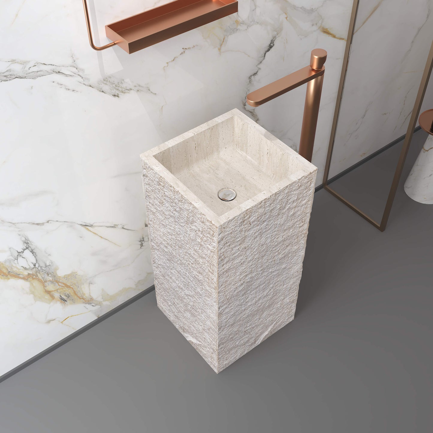Medunjess 16.5''x33.8'' Petroglyph Pedestal Basin