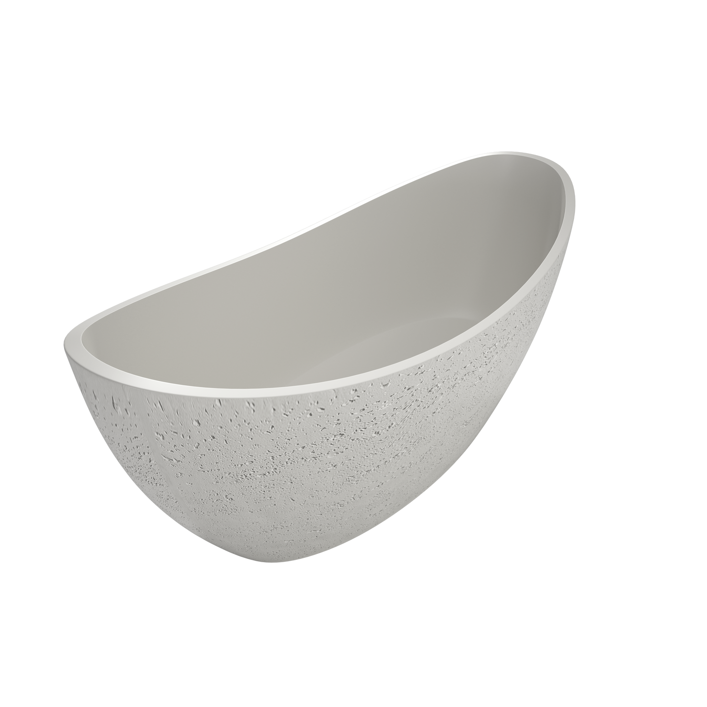 Medunjess 73" Luxury Artificial Stone Travertine Freestanding Bathtub in Linen