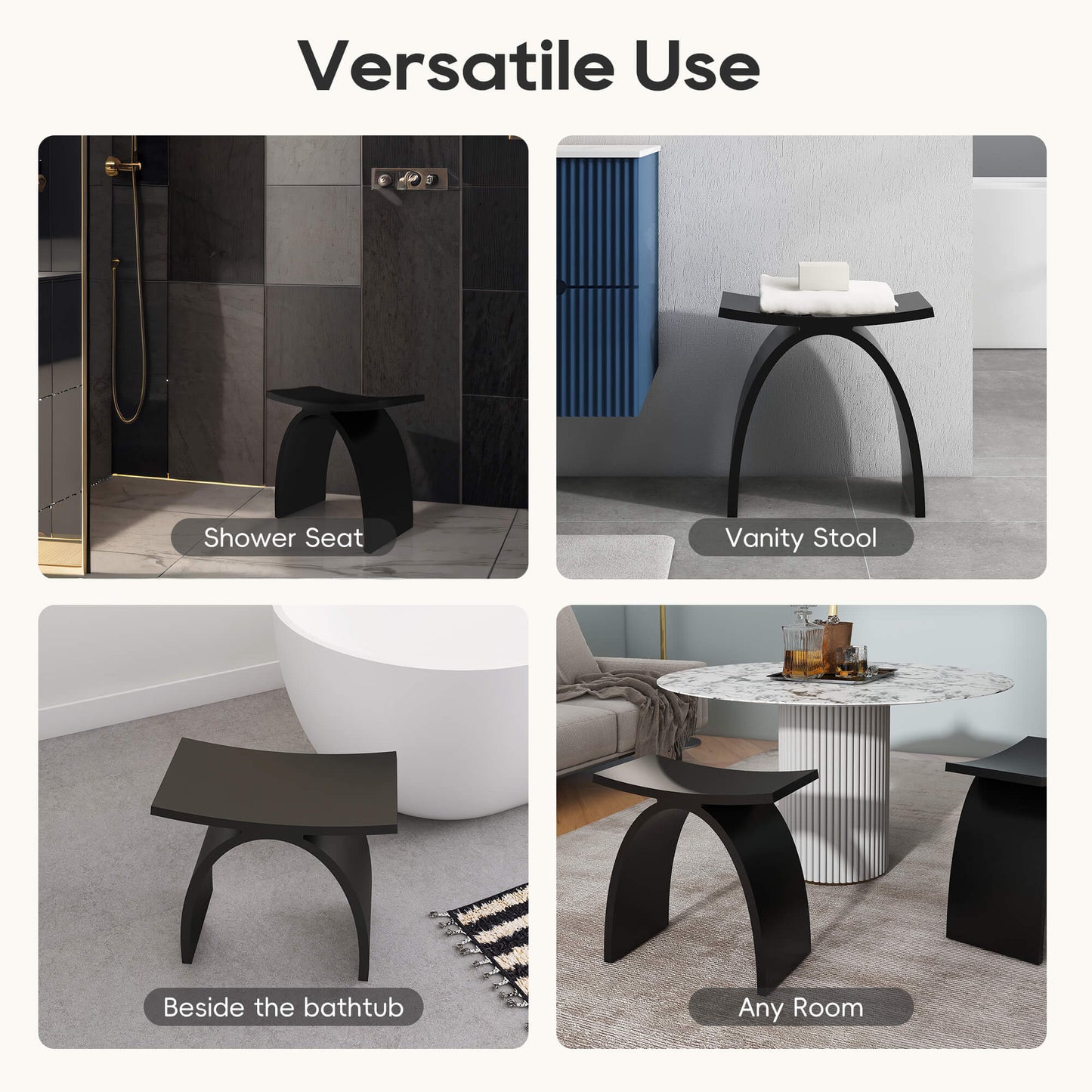 Medunjess Freestanding Shower Seat Solid Surface Shower Stool