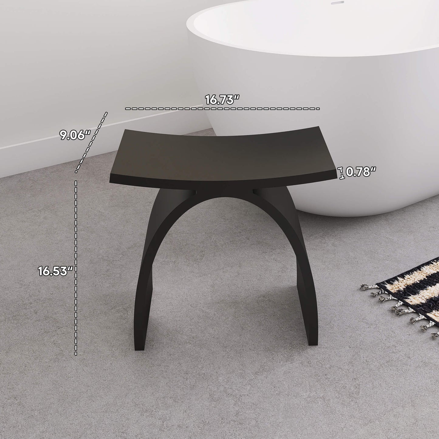 Medunjess Freestanding Shower Seat Solid Surface Shower Stool