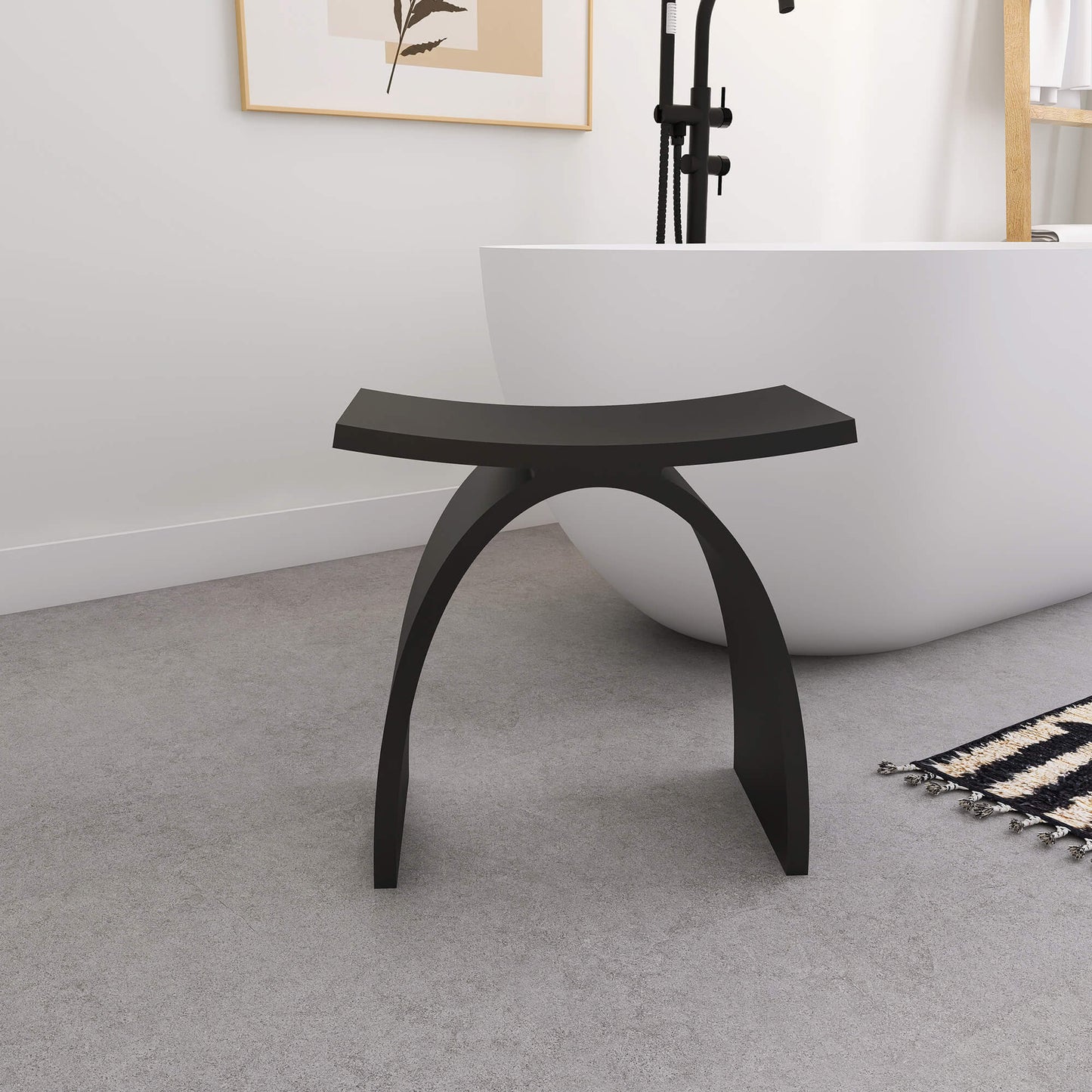 Medunjess Freestanding Shower Seat Solid Surface Shower Stool