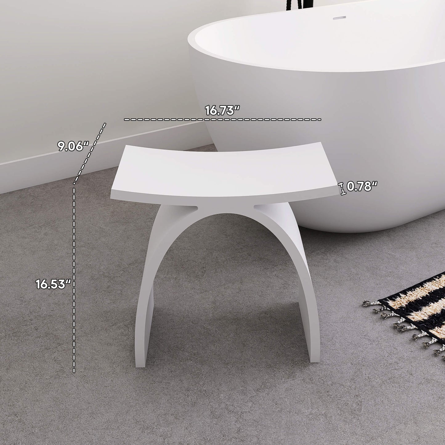 Medunjess Freestanding Shower Seat Solid Surface Shower Stool
