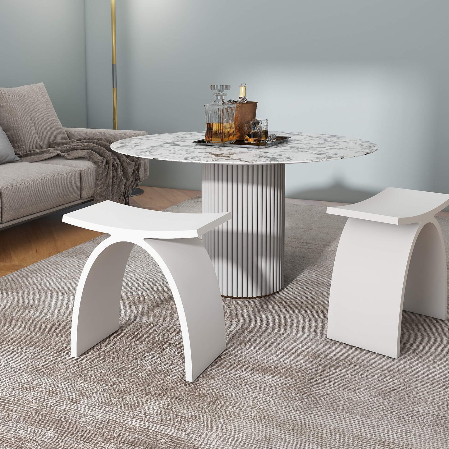 Medunjess Freestanding Shower Seat Solid Surface Shower Stool