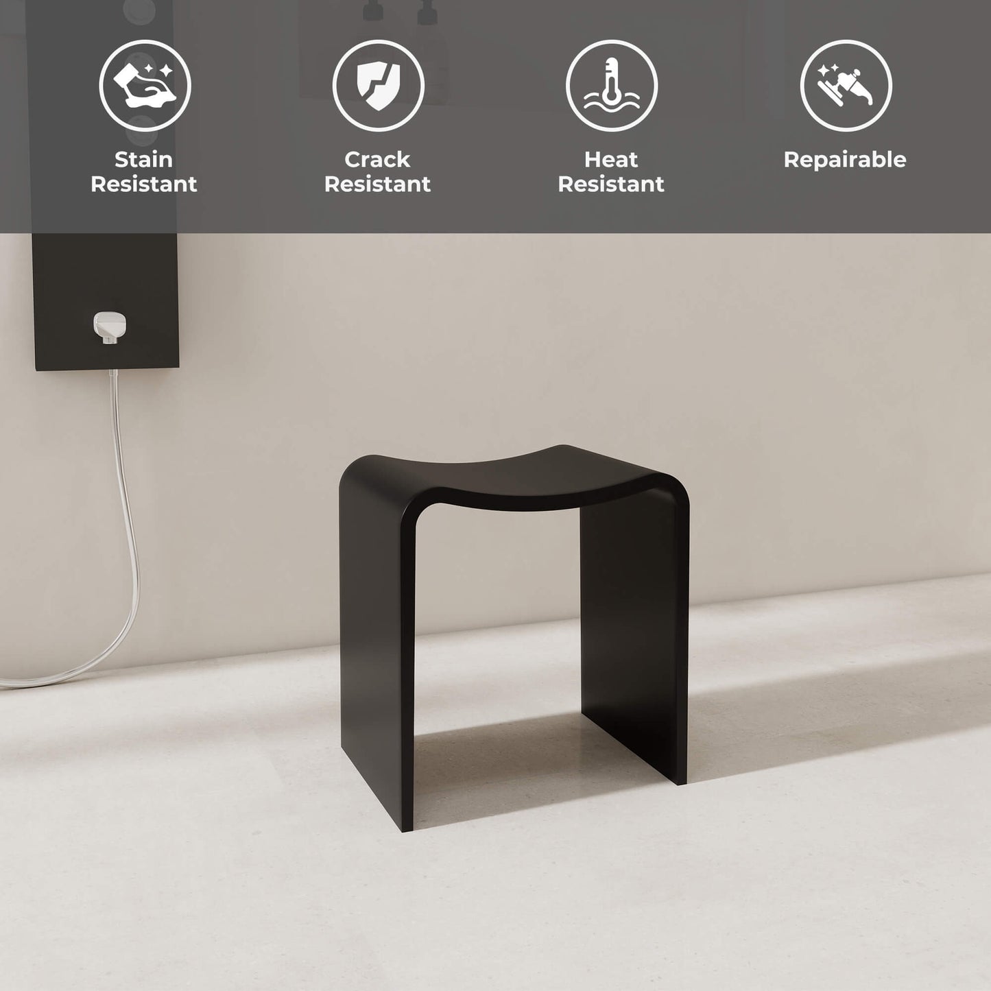 Medunjess 16''Solid Surface Shower Stool
