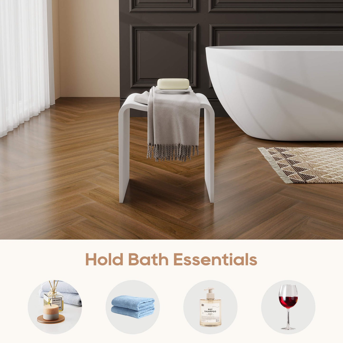 Medunjess 16''Solid Surface Shower Stool