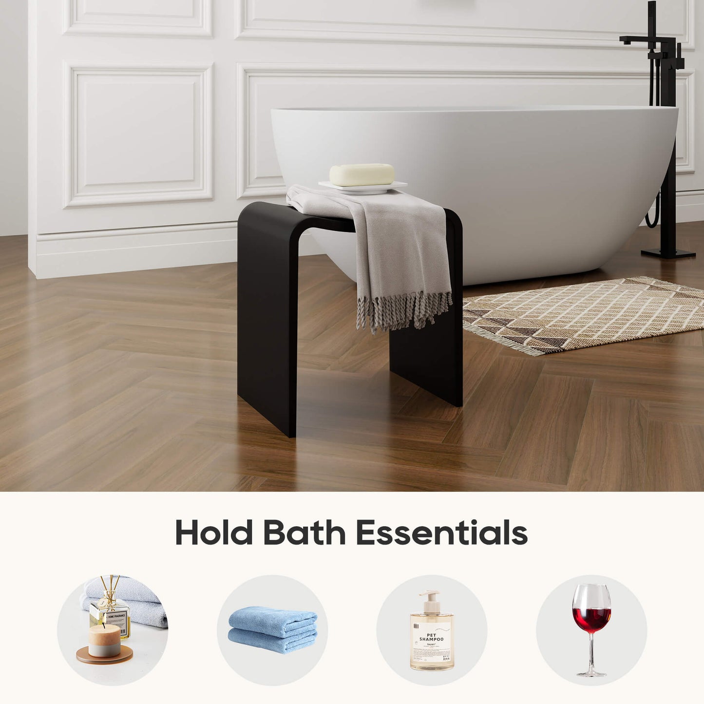 Medunjess 16''Solid Surface Shower Stool