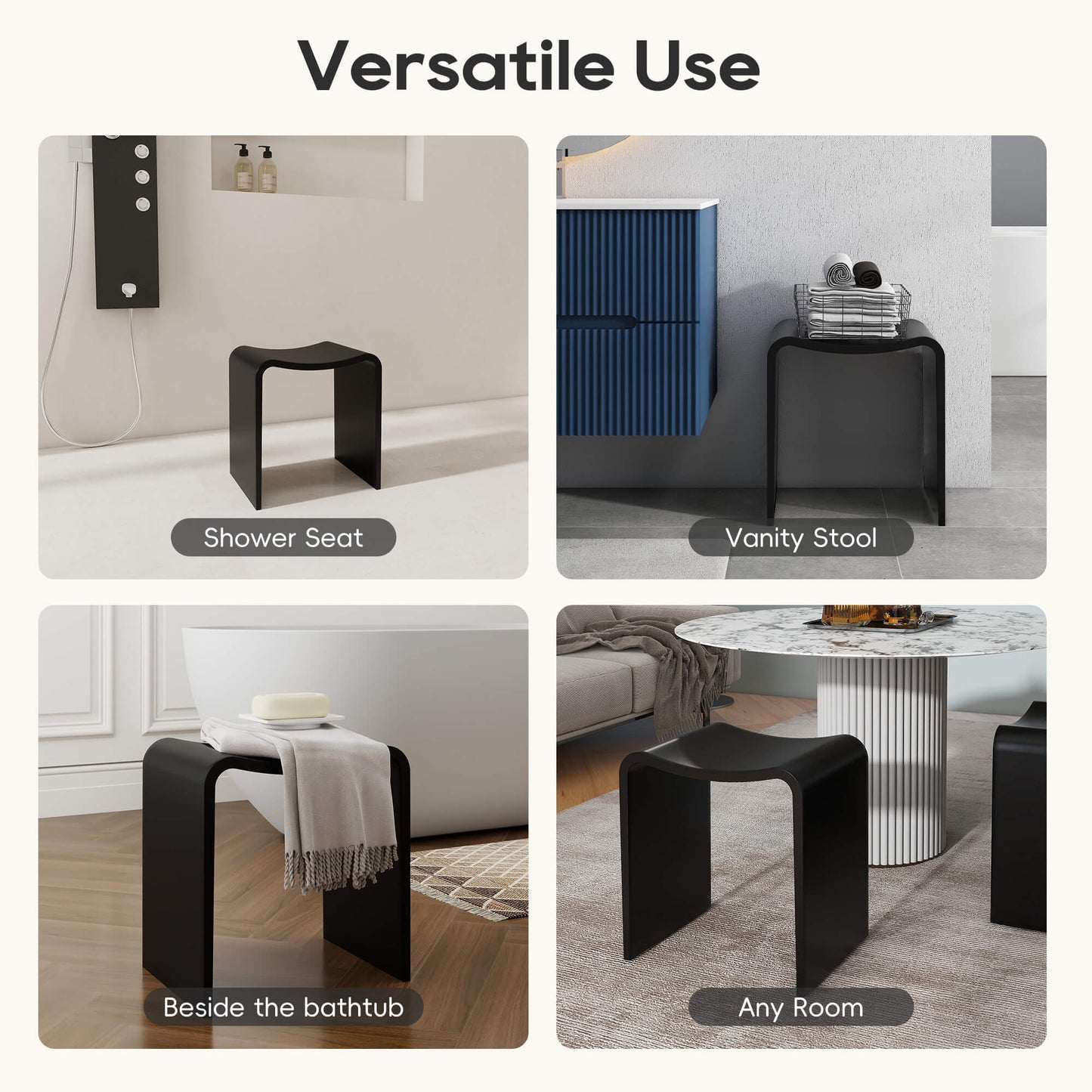 Medunjess 16''Solid Surface Shower Stool
