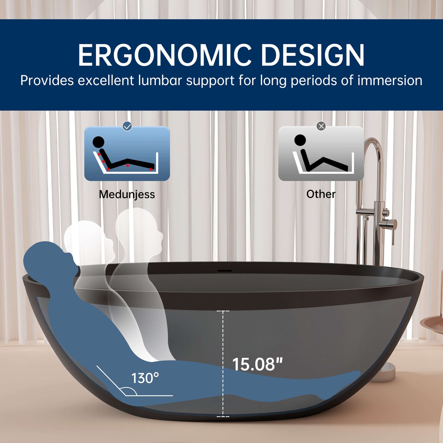 Medunjess 67'' Oval Freestanding Tub with Overflow | Soak in Style