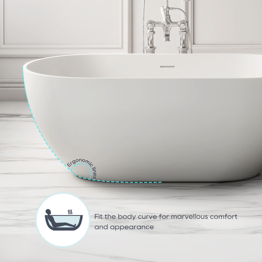 Medunjess 59''Freestanding immersion solid surface bathtubs