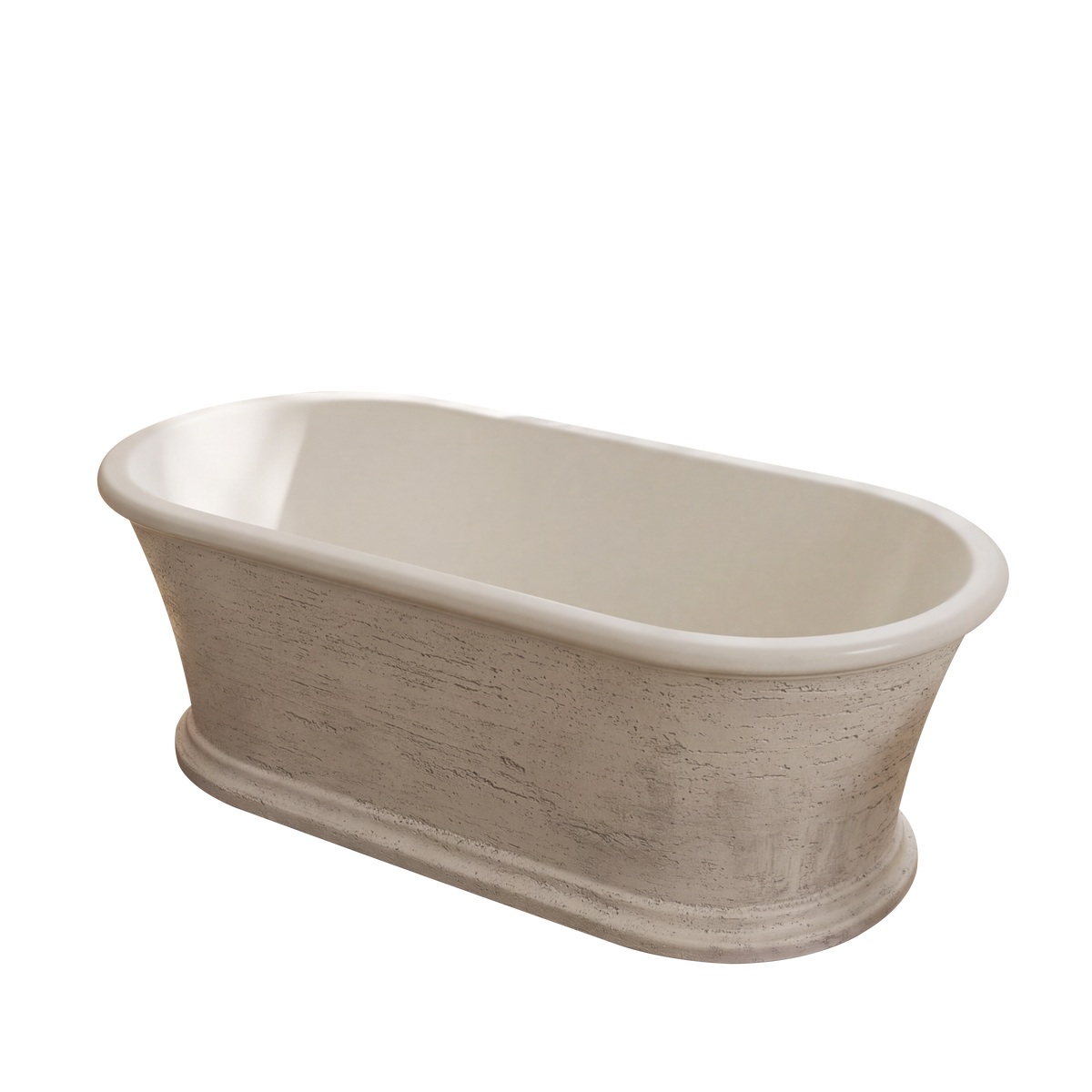 Medunjess 67" Royal Freestanding Artificial Travertine Stone Soaking Bathtub - Linen Finish with Color