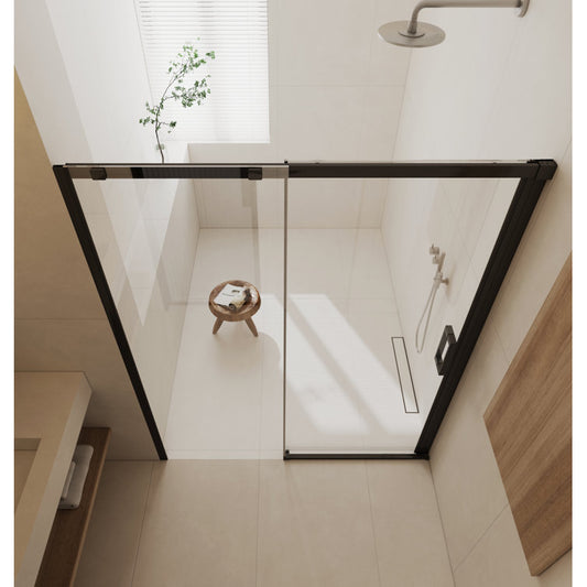 Medunjess DU74-06B 56"- 60" W X 74" H Single Sliding Semi-Frameless Shower Door