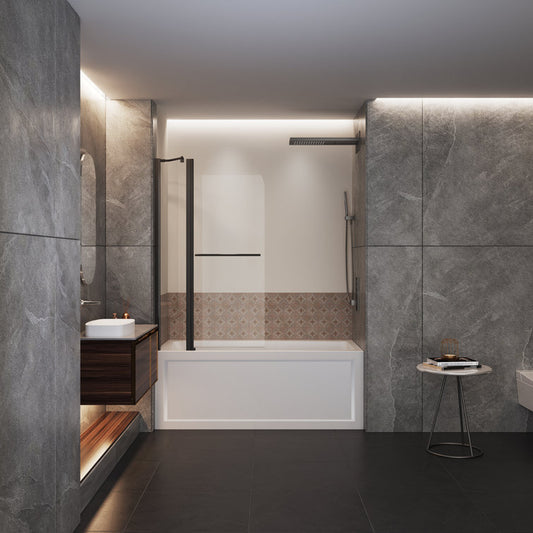 Medunjess DU34-08B 34" W x 58" H Hinged Frameless Bathtub Door