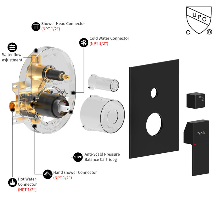 Medunjess DU212S-B Diverter Complete Shower System
